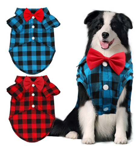 Pacote Com 2 Camisas Xadrez Para Cachorros E Roupas Cachorro