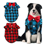 Pacote Com 2 Camisas Xadrez Para Cachorros E Roupas Cachorro