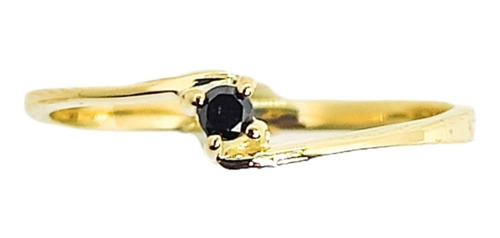 Anillo Oro Italiano 18k 750 Con Diamante Negro 2mm