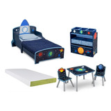 Cama Madera Infantil Juguetero Mesa Dos Sillas Colchon Space