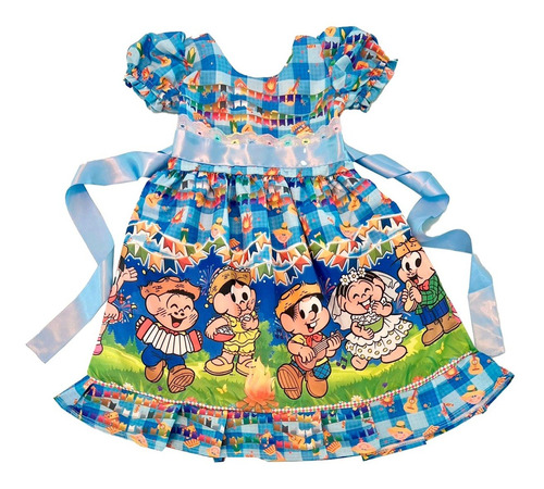 Vestido Junino Infantil Menina Festa Com Forro