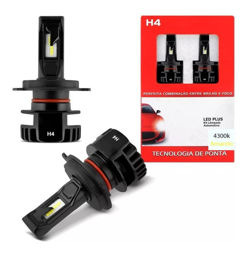 Kit Super Led Plus Com Foco H4 4300k Amarelo