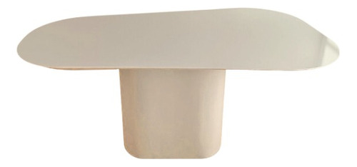  Mesa De Jantar Retangular Orgânica 160x80cm  Laca Offwhite