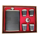 Cantimplora Whisky Licores + Licorera Set 4 Copas Elegante 