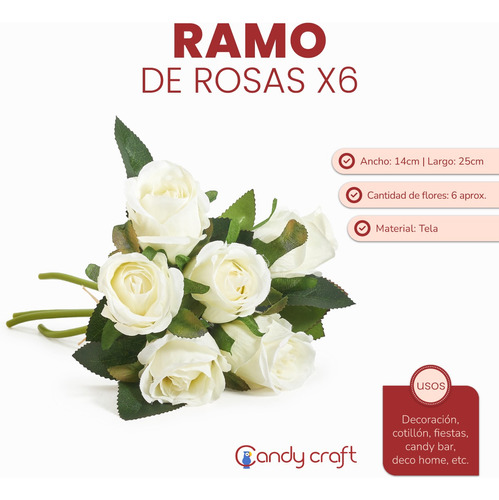 Rosas Artificiales Ramo X6!