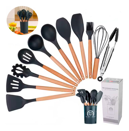 Utensílios De Cozinha Jogo Com 12 Peças Silicone Talheres