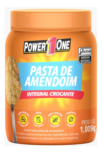 Pasta De Amendoim Crocante Integral Power 1 One Pote 1,005kg