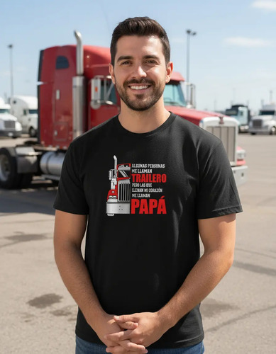 Playera Casual Diseño De Papá Trailero Camión W900
