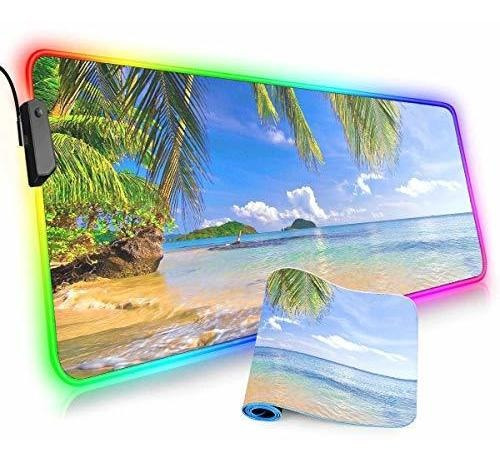 Mouse Pad Gaming Led Palmas Playa Oversized 