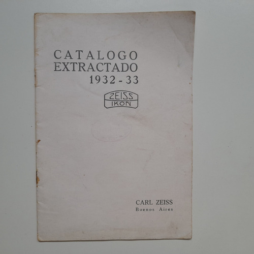 Catalogo Extractado 1932 33 Zeiss Ikon Carl Zeiss Fotografia