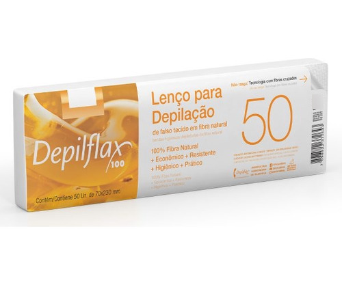 Lenço Depilatório Fibra Natural Depilflax Com 50 Unidades