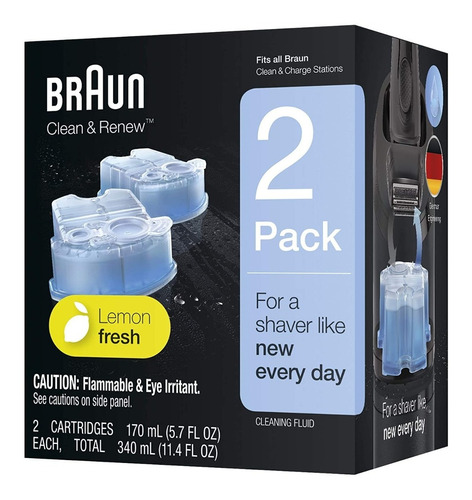 Braun Clean & Renew 2 Unid. Refil Cartucho Limpeza Barbeador