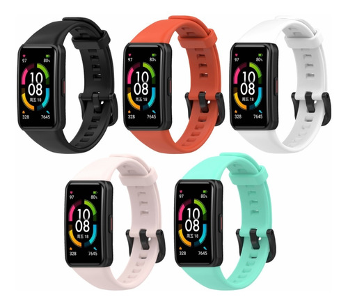 5 Correa Silicona Compatible Con Huawei Band 6 Honor Band 6