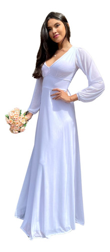 Vestido Longo Noiva Casamento Civil Vl883