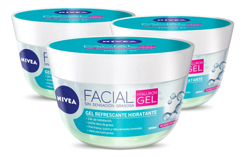 3 Pack Gel Facial Cuidado Facial Nivea Hyaluron Gel