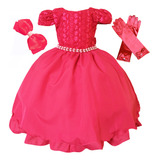 Vestido De Festa Infantil Princesa Pink Luxo Menina Realeza