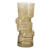 Vaso Em Vidro Geometrico Marrom 28,5cm Mart