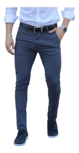 Pantalon Corte Chino Gabardina Elastizada Hombre Chupin