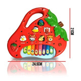 Teclado Piano Brinquedo Infantil Bichos Morango Musical Sons Cor Vermelho 1.5v