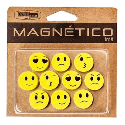 Imã Magnético Emoticons C/10 Pcs Cortiarte 2cm