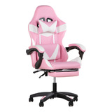 Silla Gamer Ergonómica Kingshouse Gamerred - Rosa Y Blanca - Respaldo Reclinable, Altura Ajustable, Base Con Ruedas 360, Reposabrazos Acolchados, Reposapies, Cojin Cervical - Hogar Oficina