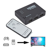 Hub Seletor De Canal Hdmi 3x1 Com Controle Remoto 3 Entradas