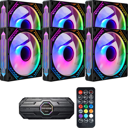 6 Fan Rgb 120mm Ventoinha Pc Cooler Controladora E Controle