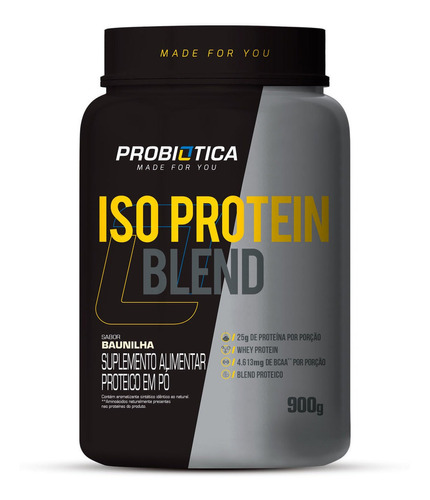 Iso Protein Blend Pote 900g - Probiotica Sabor Baunilha