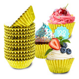 Capacillo Estandar Cupcake Repostería Dorado Metalico 100 Pz