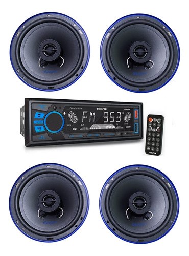 Autoestereo Steelpro Bluetooth Usb + 4 Bocinas Redondas 6.5 