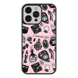 Case Funda Para Celular Witch Bruja Magia Figuras Fondo Rosa