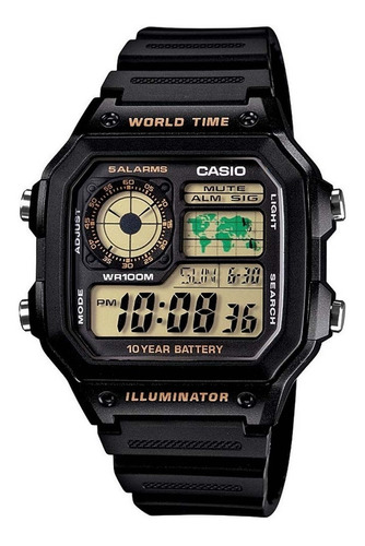 Reloj Pulsera Casio Digital Ae-1200 Color Negro/digital