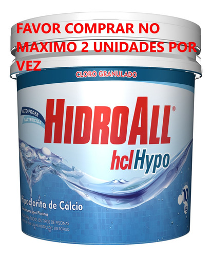 Cloro Limpeza Manutenção Piscina Hypo Hcl Hidroall 10kg