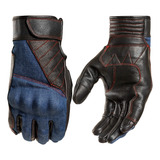 Guantes De Cuero Para Moto, Con Textil Tipo Jeans.  