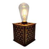 Abajur Retro Decoração Industrial Lampada Soquete E27 Mdf