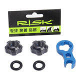 Kit Chave Com Porca Válvula Presta Fina Tubeless Risk Bike