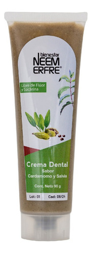 Crema Dental Natural Sabor Cardamomo Y Salvia Sin Fluor