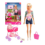 Muñeca Lucy Con Bebe Coche Y Accesorios Defa Lucy 8380