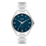 Relógio Masculino Eternal Orient Prata Fbss0092 D1sx Cor Do Fundo Azul