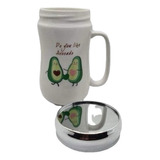 Tazon Con Tapa Espejo 400ml Mug Ceramica Taza Palta Avocado