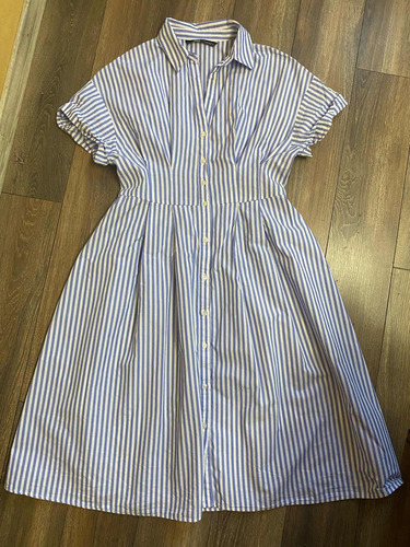 Vestido Camisero Rayado Zara Xl (chico) Nuevo