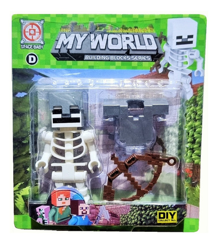 Bonecos My World Bloco Montar Aventura Ação Minecraft Lego