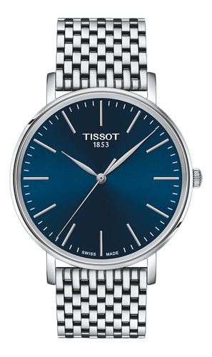 Reloj Hombre Tissot T143.410.11.041.00 Everytime Color De La Correa Plateado Color Del Bisel Plateado Color Del Fondo Azul