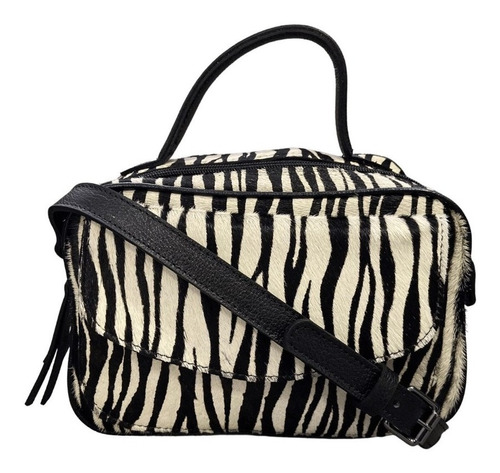 Bolsa De Zebra Couro Legítimo Baú Alça Transversal 