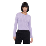 Sweater Mujer Slim Trenzado Lila Corona