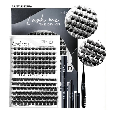 Jglashes Lash Me. Pro Artist Kit Extensiones De Pestañas Diy Color A little extra Bond negro Espesor 1 mm Largo 10 mm Tipo de curvatura D | Envío gratis
