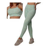 Conjunto Legging Comum Jacquard + Top Snake Menta Moving