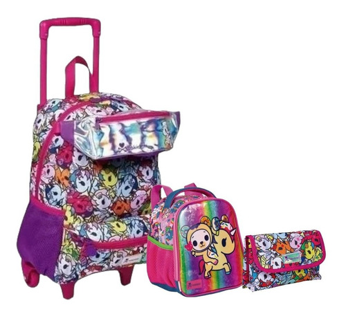 Kit Mochila Escolar Tokidoki Unicórnio Rodinhas G Sestini