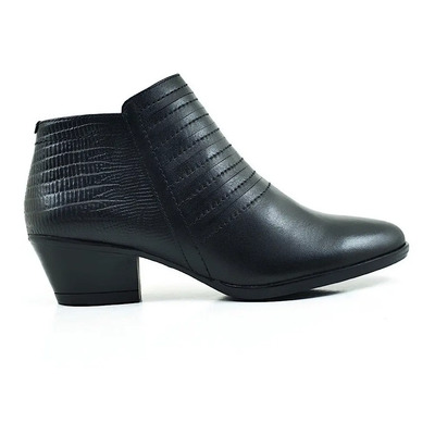 Zapato De Dama Tipo Botín De Cuero Vacuno Casual Y Vestir Negro 22,5 Mx