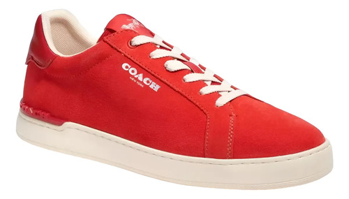 Tenis Coach Clip Low Color Rojos De Gamuza Original